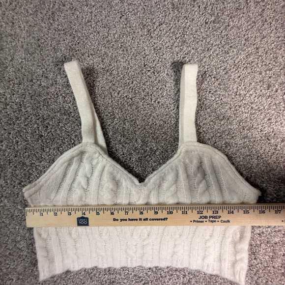 Free People Off White Cable Knit Sweater Crop Knit Bra Bralette – Size M - Picture 3 of 8